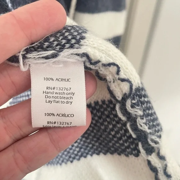 Italian Long Cardigan Sweater NAVY & WHITE STRIPE size L NWOT - Picture 4 of 5